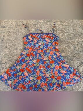 Floral Blue Tie-Strap Sundress